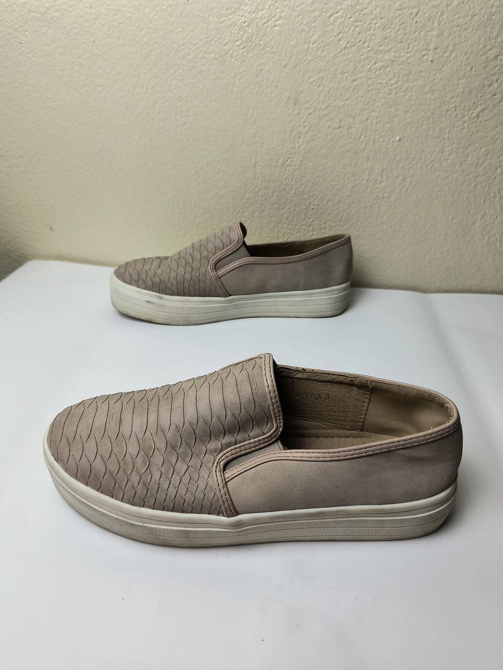 CCOCCI Peyton 8 Taupe Slip-On Sneakers with White Platform Sole